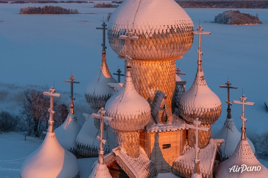 Kizhi in winter. Karelia, Russia