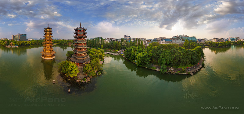 The Sun and Moon Pagodas, city of Guilin