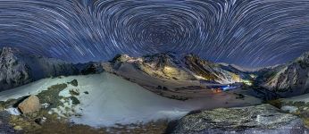 Starry sky over mount Elbrus