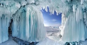 Inside ice cave, Baikal Lake, Russia