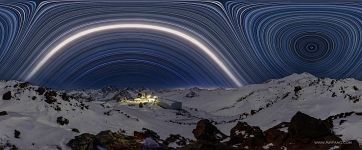 Starry sky over mount Elbrus. Above the Mir station Starry sky over mount Elbrus. Above the Mir station