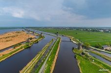 Above the Kinderdijk windmills