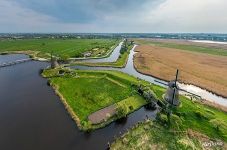 Above the Kinderdijk windmills