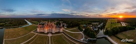 Château de Chambord at sunset. Panorama