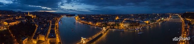 Panorama of Budapest at night