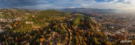 Panorama above the Alhambra palace and fortress complex