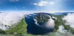 Krenitsyn Volcano and Koltsevoe (Ring) Lake, North Kurile Islands, Kamchatka, Russia