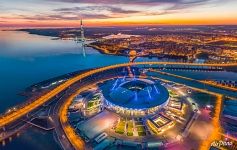 Saint-Petersburg Stadium at night