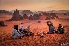 Tuareg campfire in the Sahara Desert