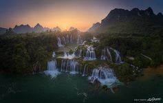 Detian Falls at sunset