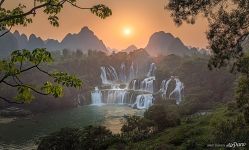 Detian Falls at sunset