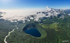 Maar (crater) Krokur, filled with water