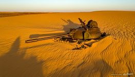 Soviet tanks in the sands of the Sahara