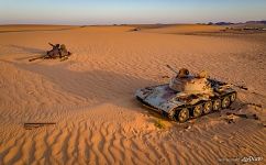 Soviet tanks in the sands of the Sahara