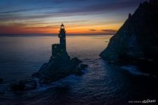 Aniva lighthouse at sunset