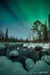 Aurora over the river with marshmallows