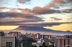 Volcano Agua on the background of the city