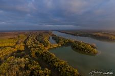 Danube in golden light of the setting sun