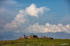 Cumulus clouds over the cemetery