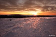 Sunset and mountain base Vologoskaya Gran