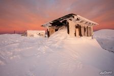 Sunset and mountain base Vologoskaya Gran 2