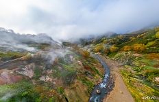 Golden autumn in Valley of Geysers